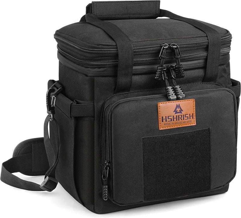 HSHRISH Lunch Box for men, Large Expandable Insulated Lunch Bag, Durable Waterproof Leakproof Tactical Cooler Bag for Adults Men to Work Picnic Beach Day Trips, 24 Cans/16 L, Black - Image 1
